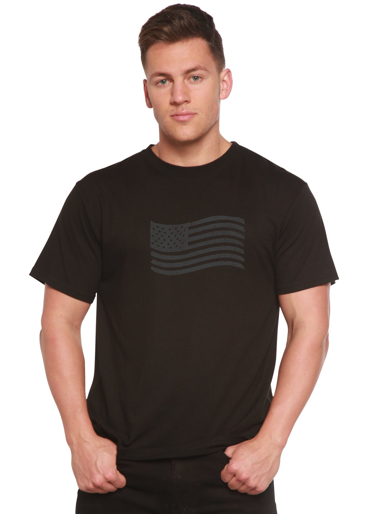 American Flag Men's Bamboo Short Sleeve Graphic T-Shirt