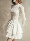 Layered Round Neck Long Sleeve Dress