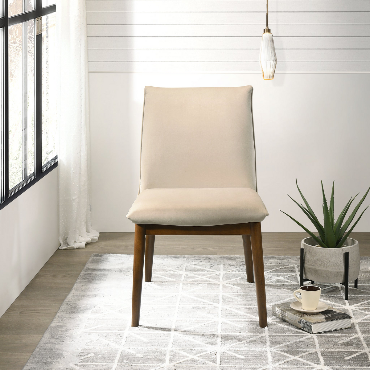 Monza Beige Velvet Dining Chair Set