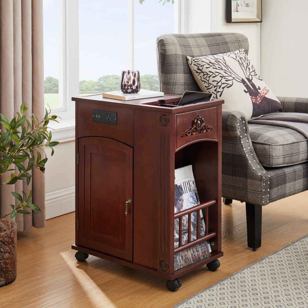 Powered Traditional End Table with Charging Station