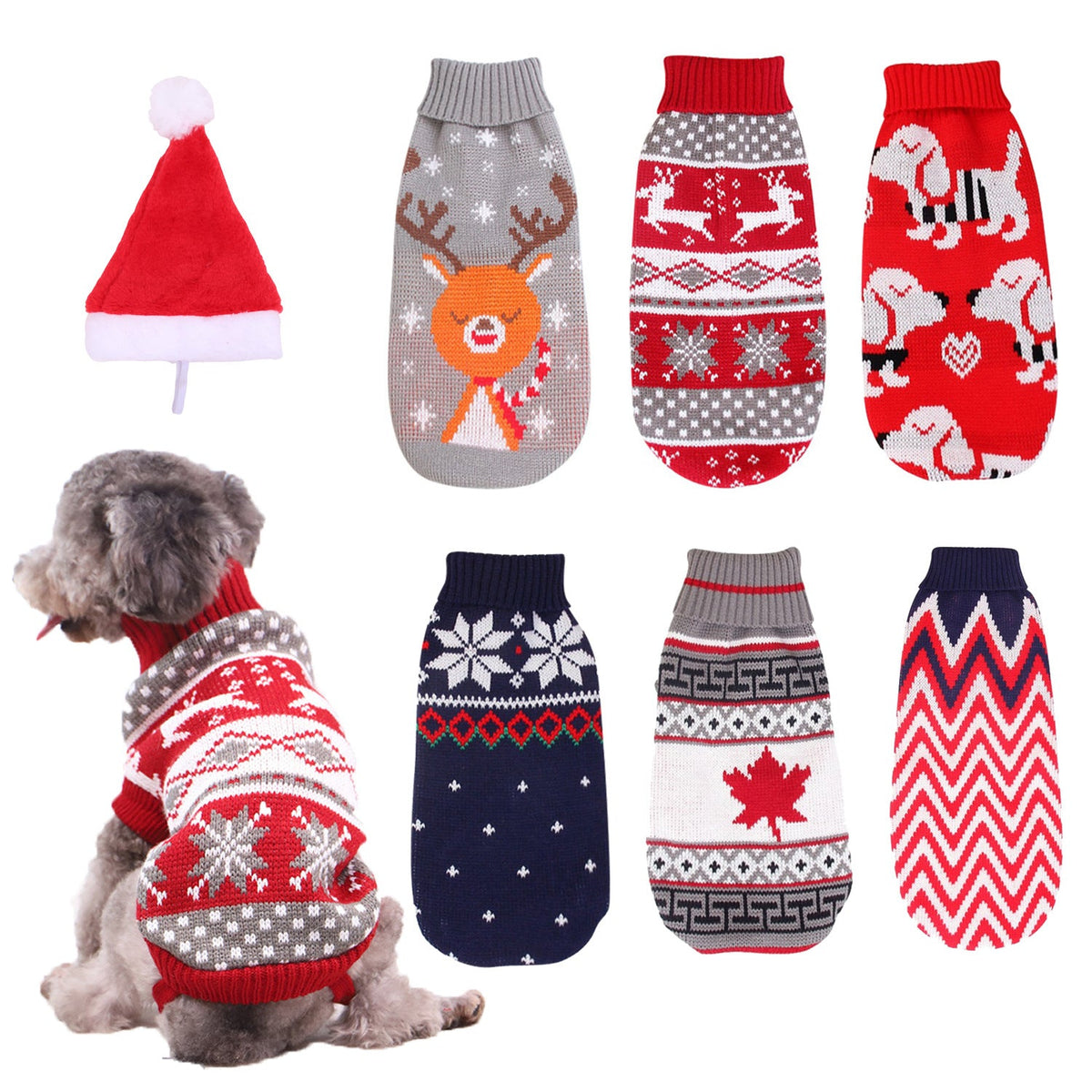 Christmas Turtleneck Knitting Sweater Dog Clothing