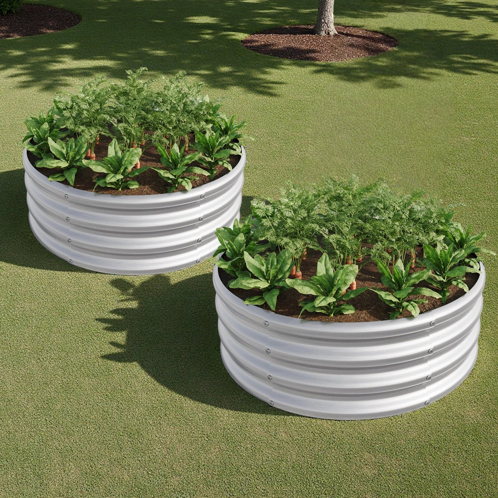 2-Piece 32.08" Tall Round Metal Raised Garden Bed