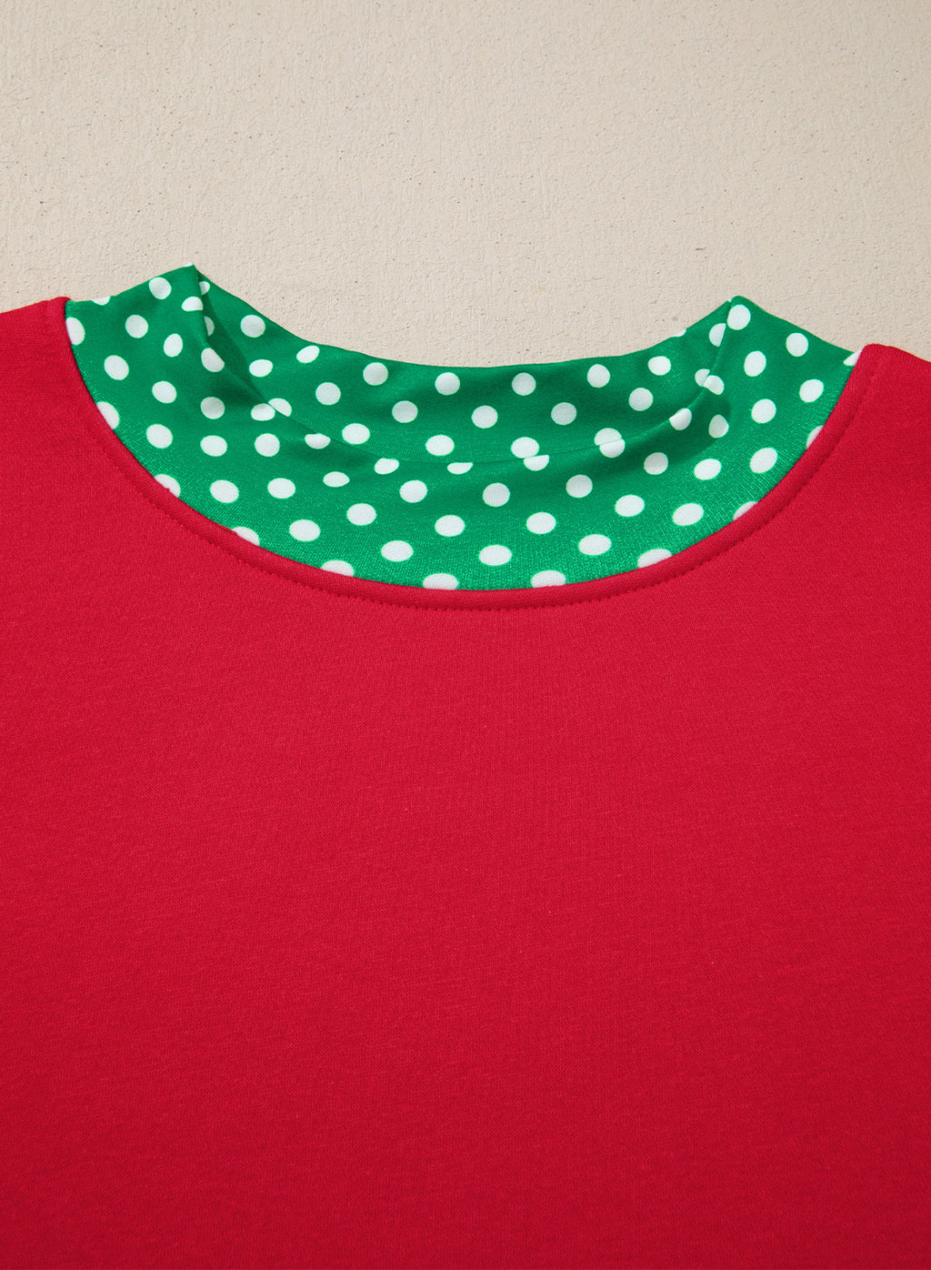 Plus Size Polka Dot Contrast Trim Mock Neck Sweatshirt