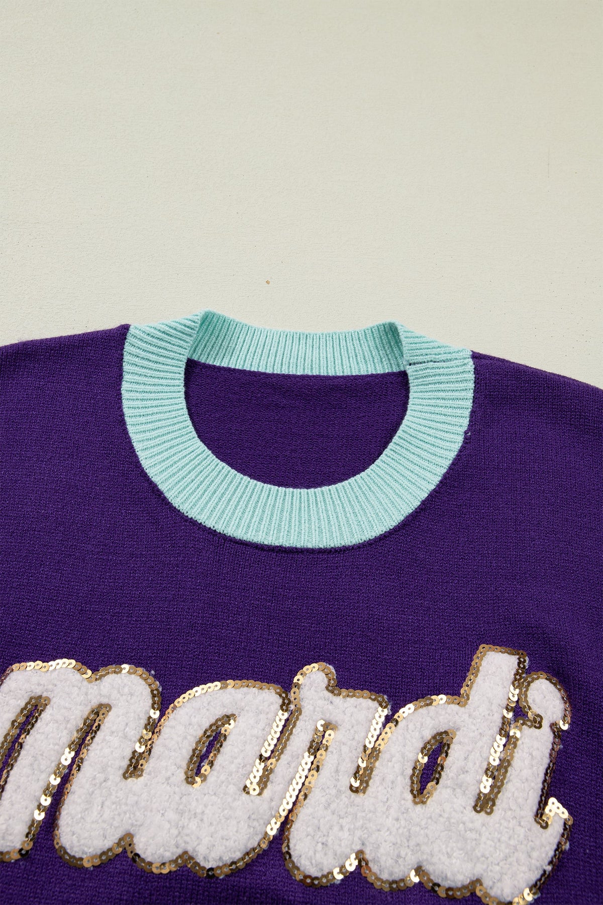 Mardi Gras Colorblock Fuzzy Patchwork Sweater