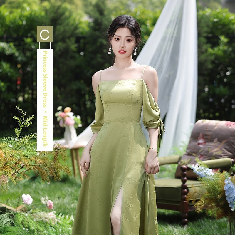 Green National Style Element Bridesmaid Dress