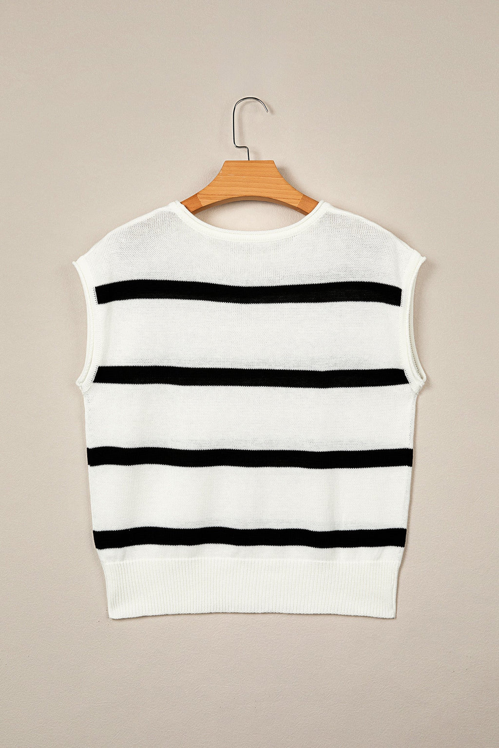 Brown Stripe Knit Western Short Sleeve Sweater