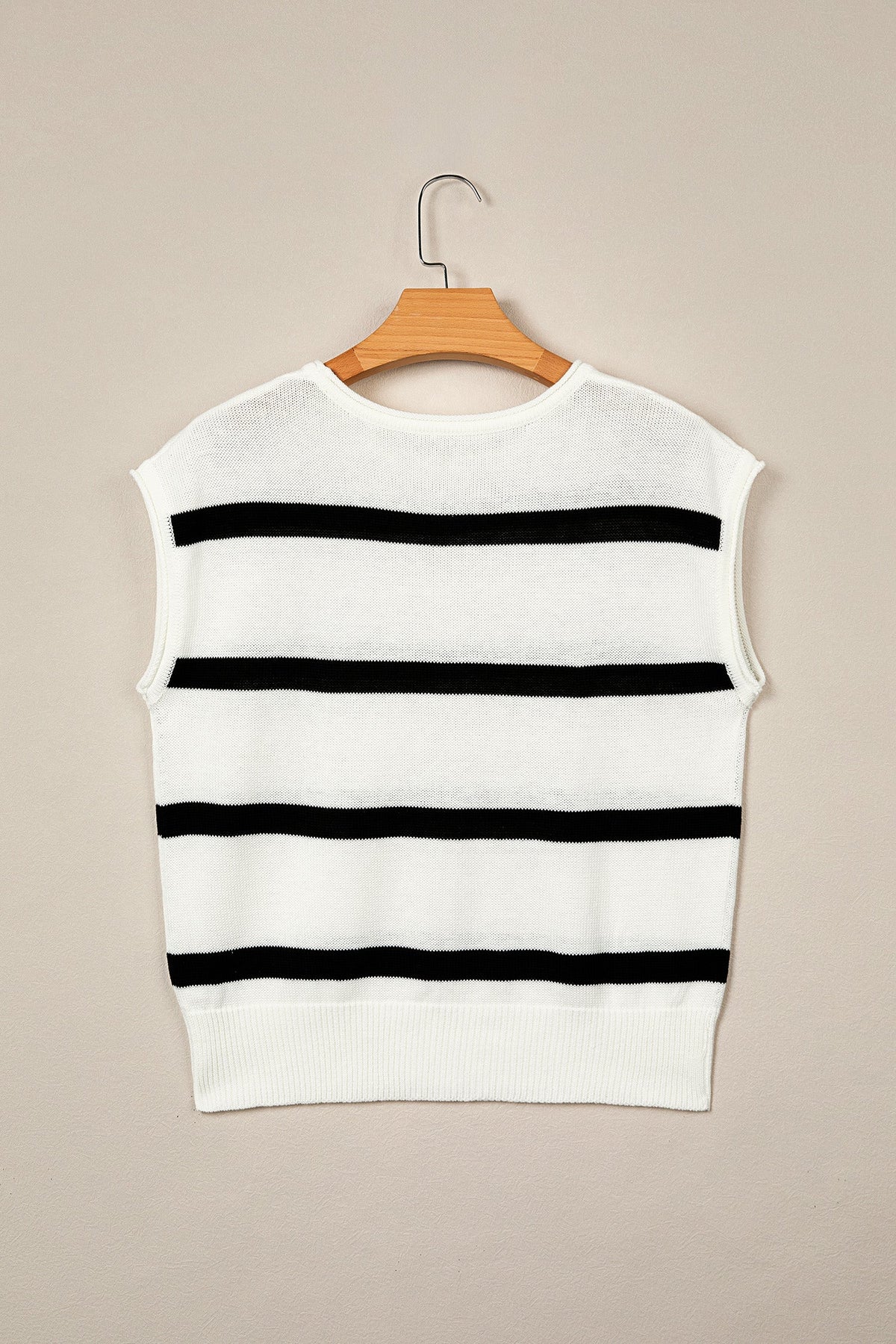 Brown Stripe Knit Western Short Sleeve Sweater