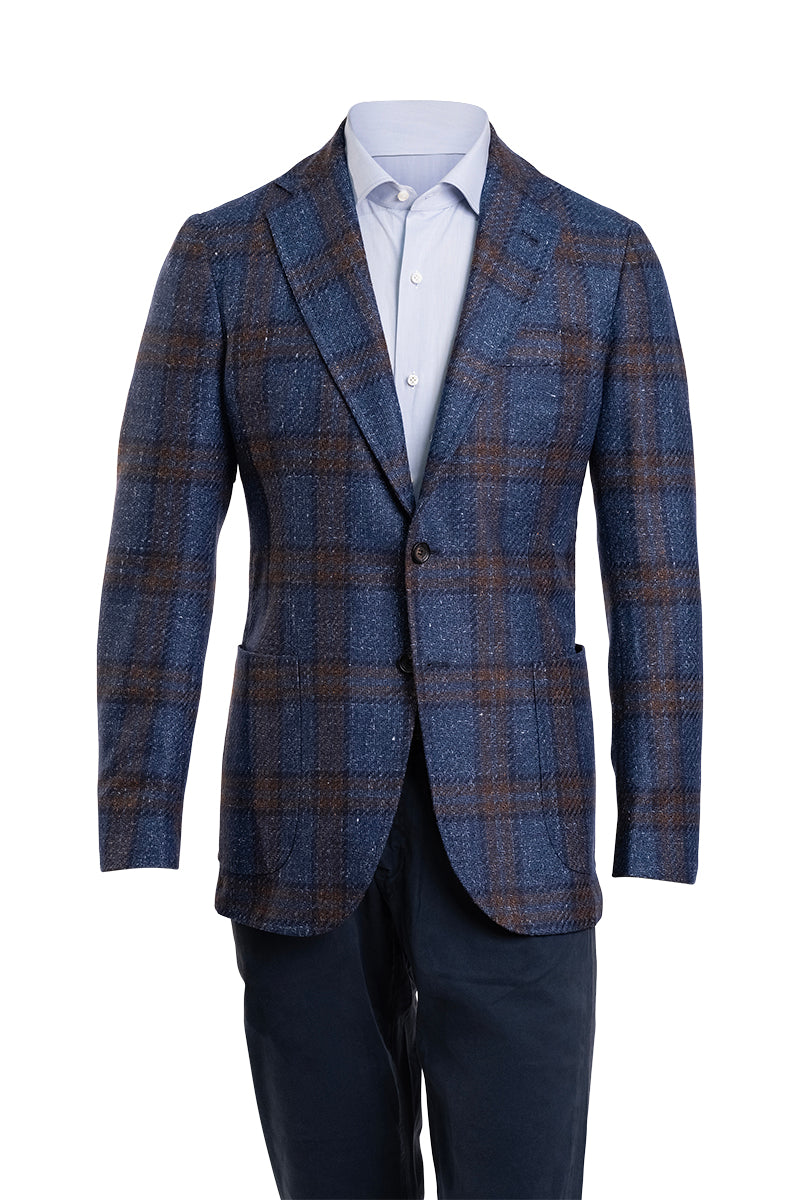 Sartorio Double Windowpane Virgin Wool-Silk-Linen Sport Jacket