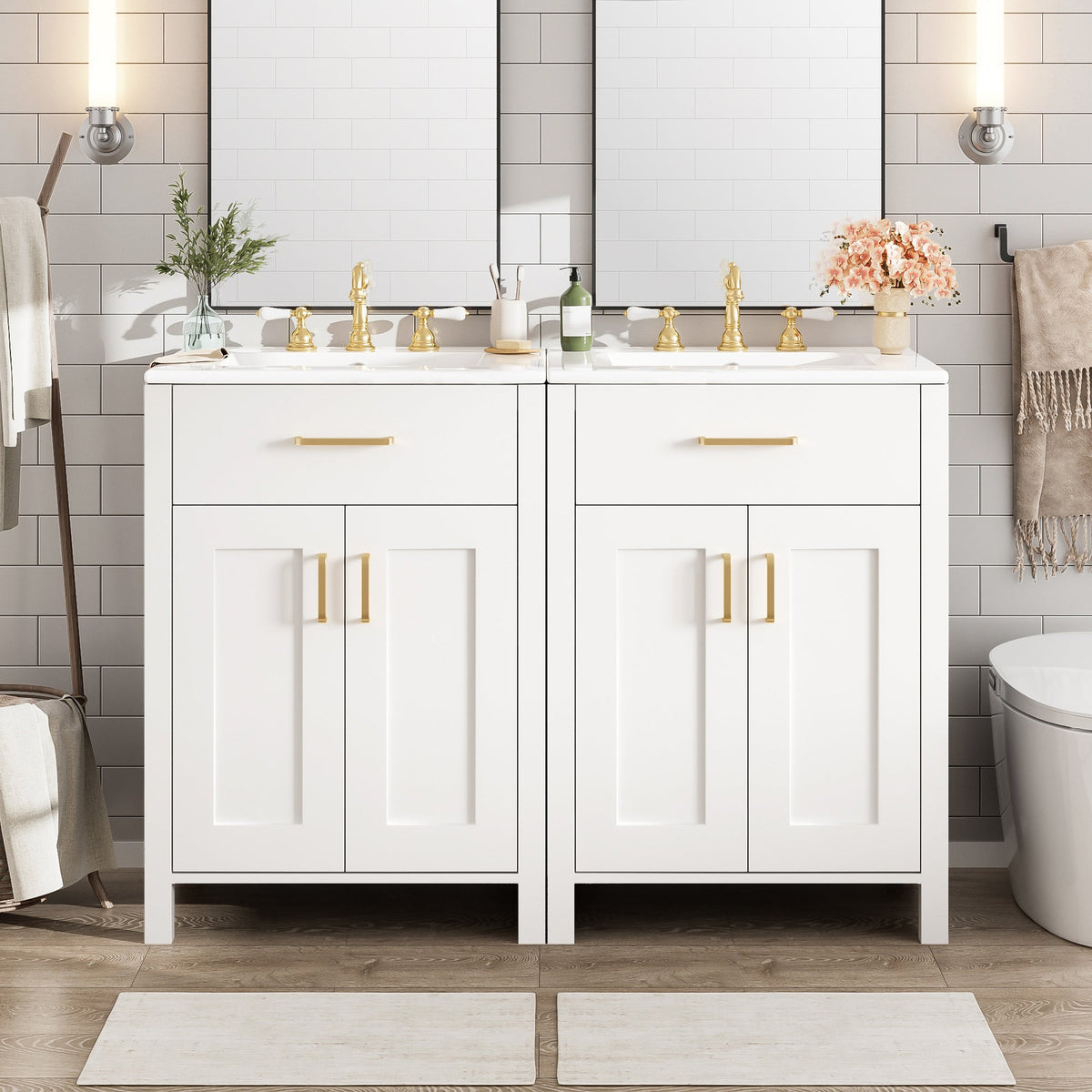 Modern 48-Inch Bathroom Vanity with Ceramic Sink