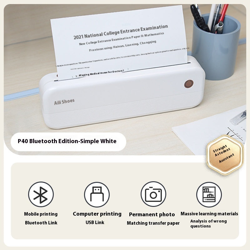 Ailixiong P40 Small Mini Ink-free Office Portable A4 Thermal Printer
