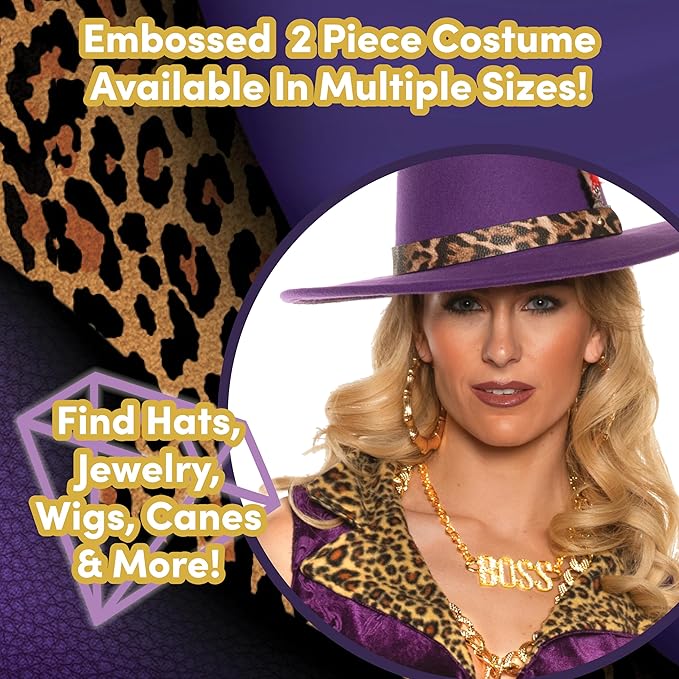 Velvet Pimp 70's Retro Disco Women Purple Dollars & Dreams Costume