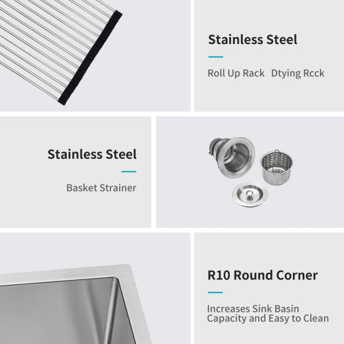 33" Drop In Kitchen Sink - 16 Gauge Stainless Steel