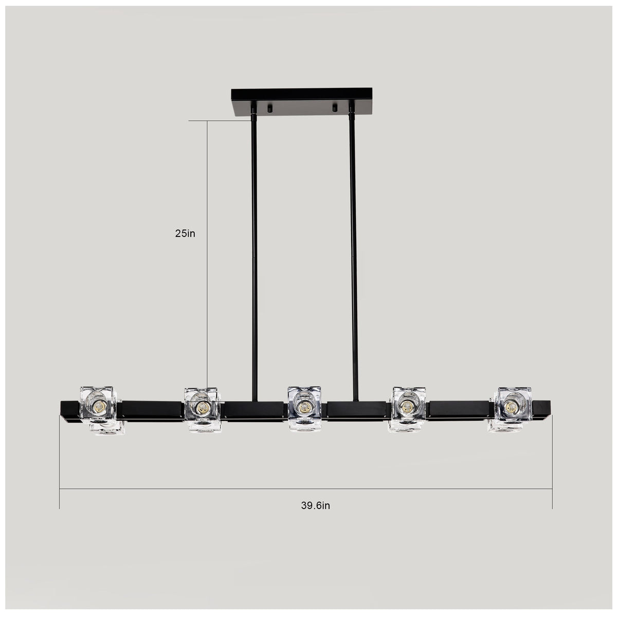 Rectangle Chandelier for Dining Room, 10-Light