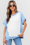 Colorblock Exposed Seam Crew Neck T-Shirt
