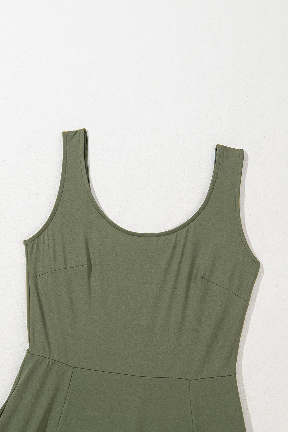 Solid Sleeveless Flared Side Slit Midi Dress