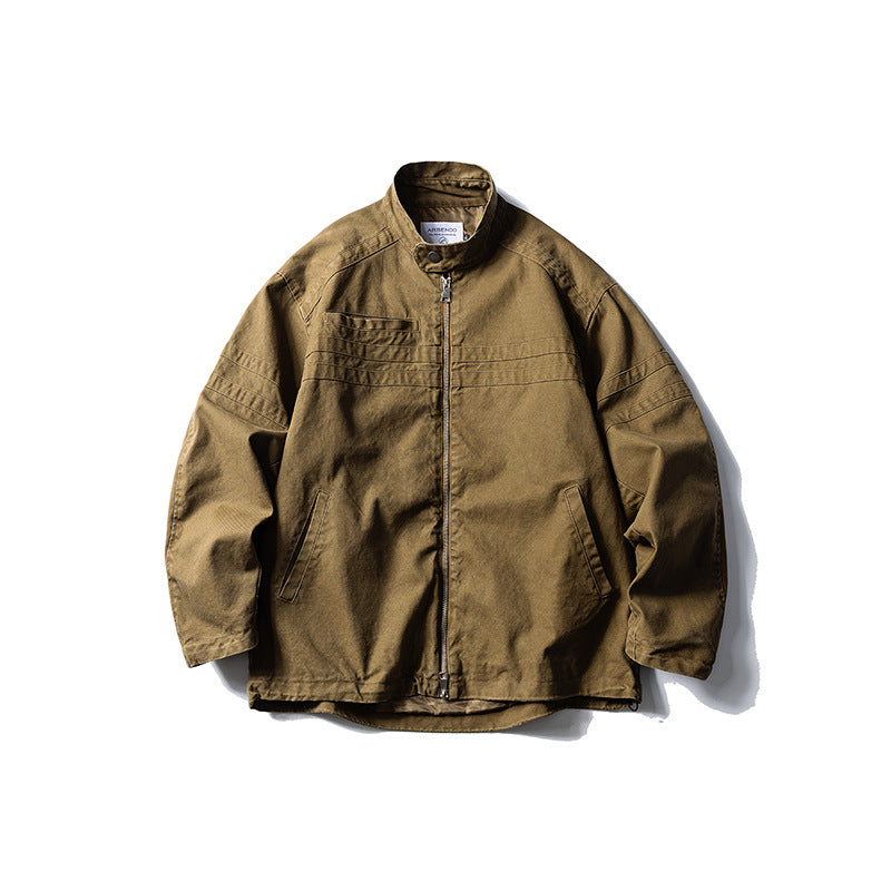 Personality Worn Looking Washed-out High Street Turn-down Collar Coat