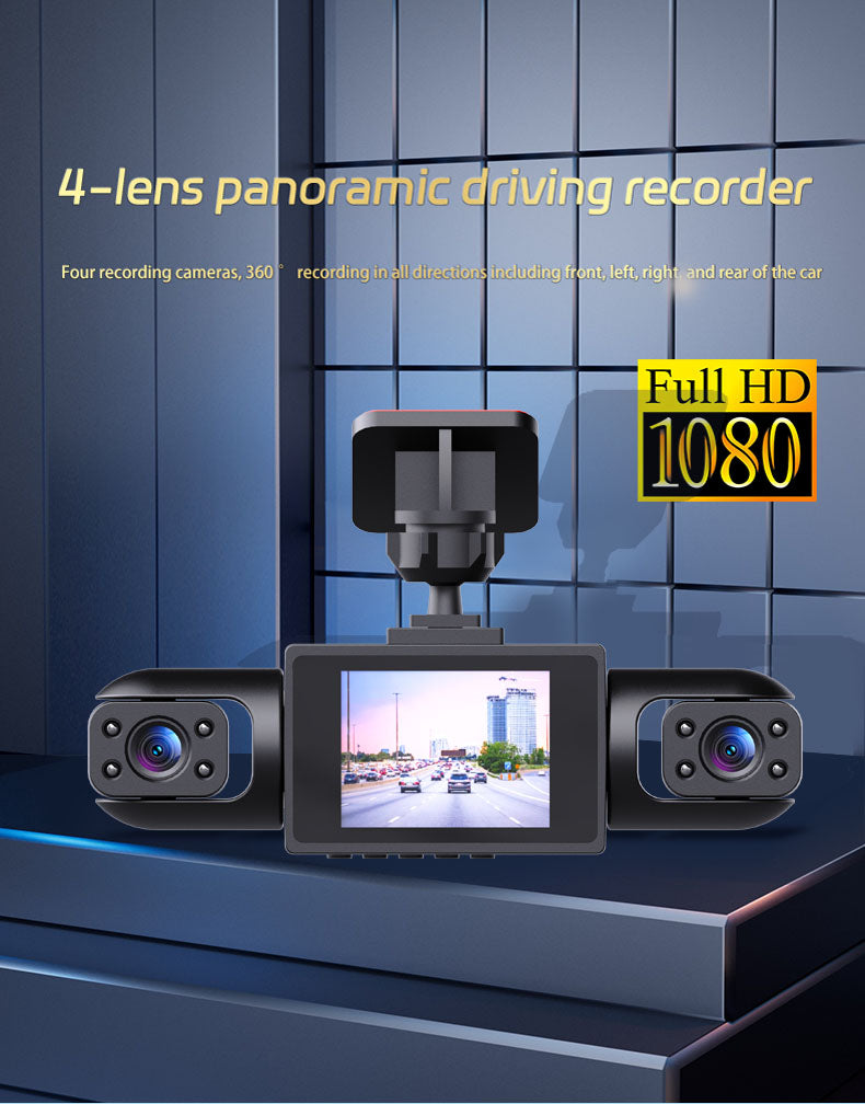 1080P High-definition Driving Recorder With Four Lenses, High-definition Night Vision, Front, Back, Left, Right Recording