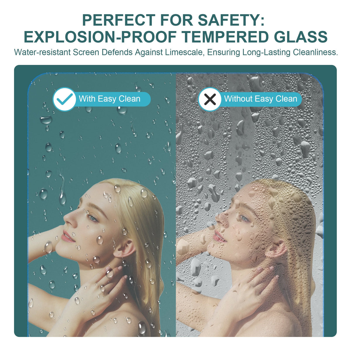 48"W x 76"H Single-Slide Shower Door - 8mm Tempered Glass