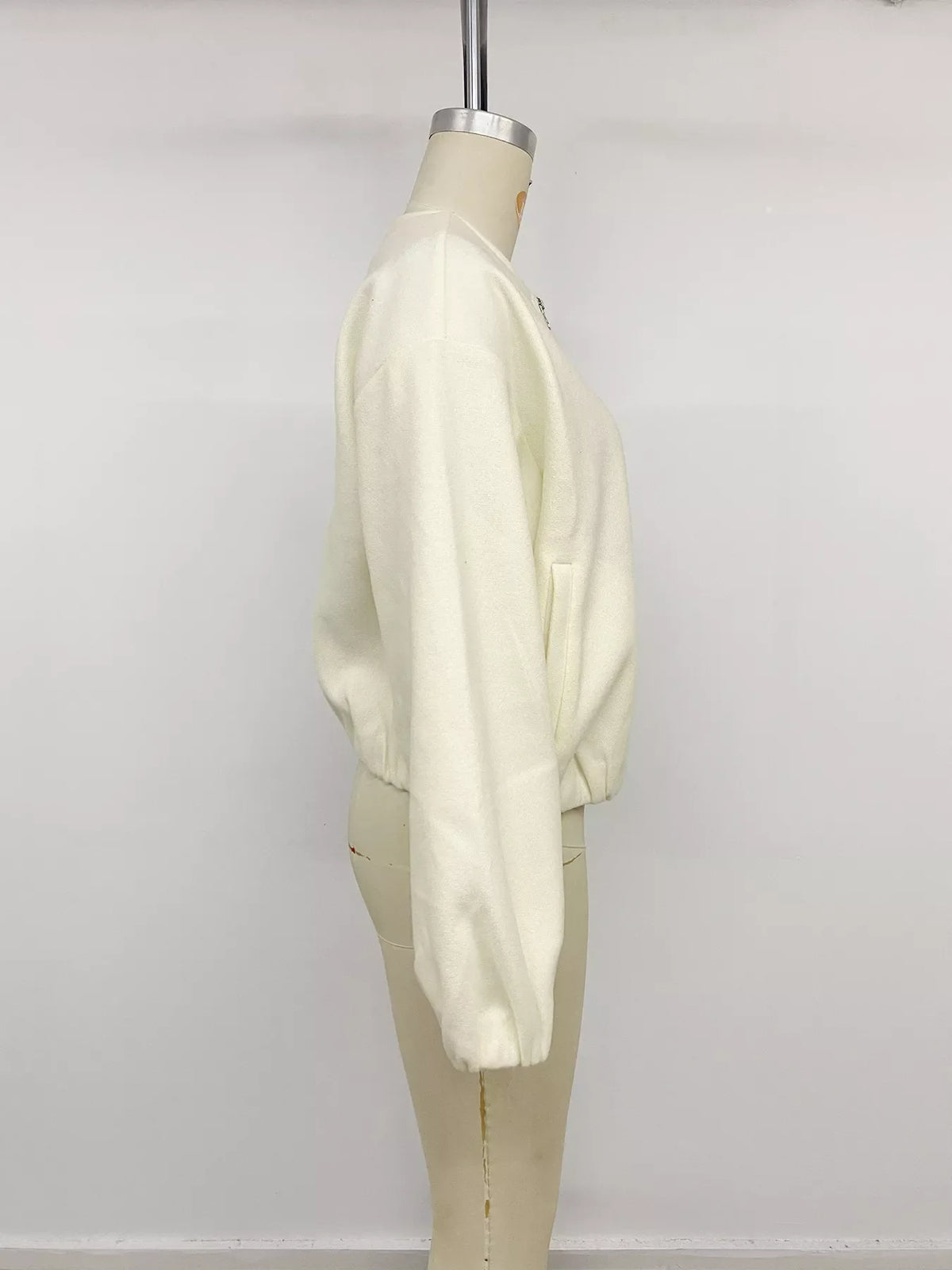 Fleece Bomber Jacket with Zipper Closure