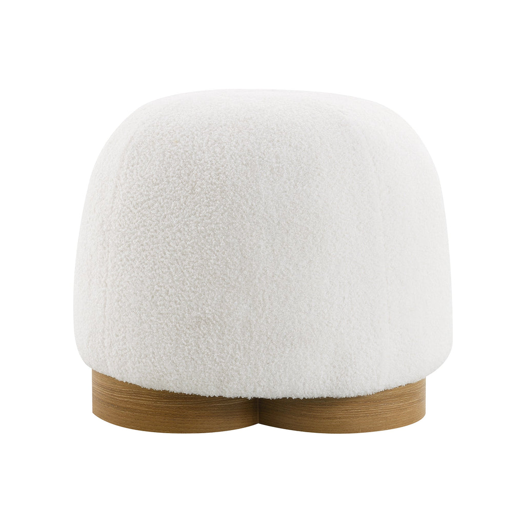 Fully Assembled Round Soft Teddy Fabric Upholstered Ottoman