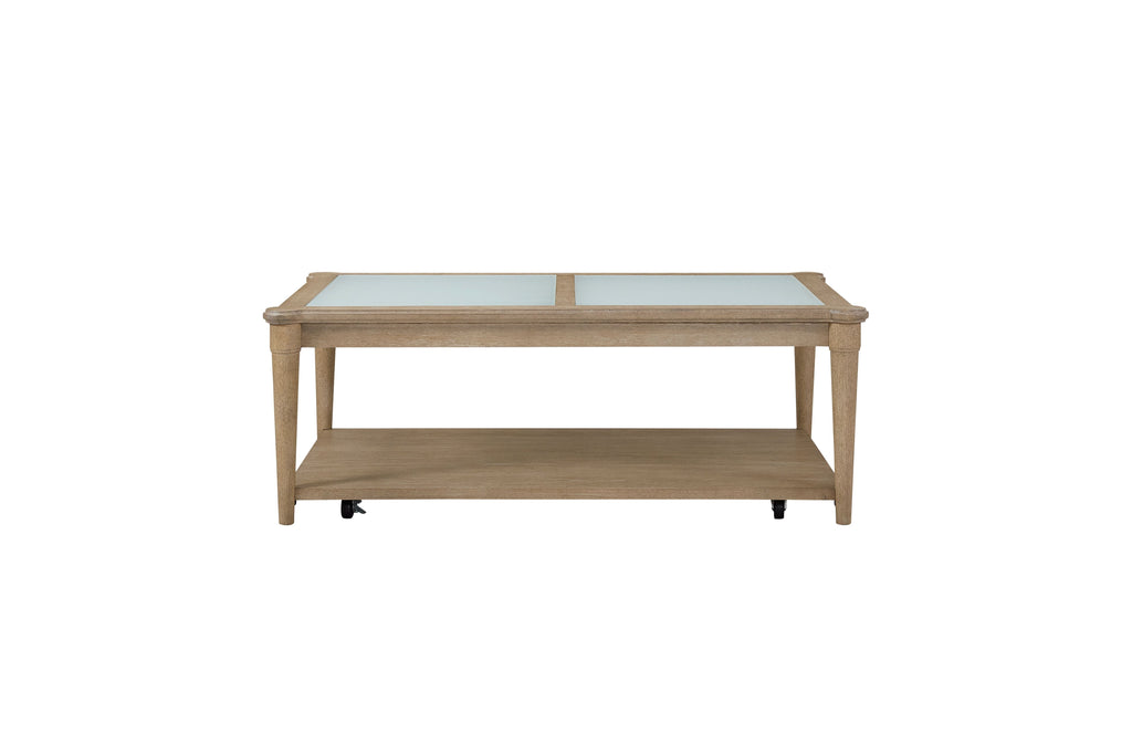 Frosted Glass Top Cocktail Table With Casters