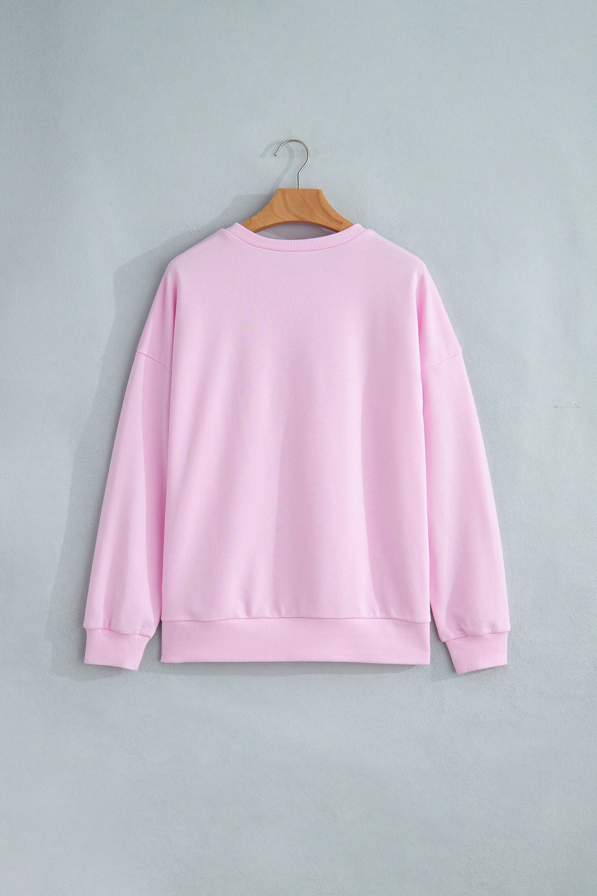 Pink Patchwork Stars Plaid Unique Floral Letters Baggy Sweatshirt