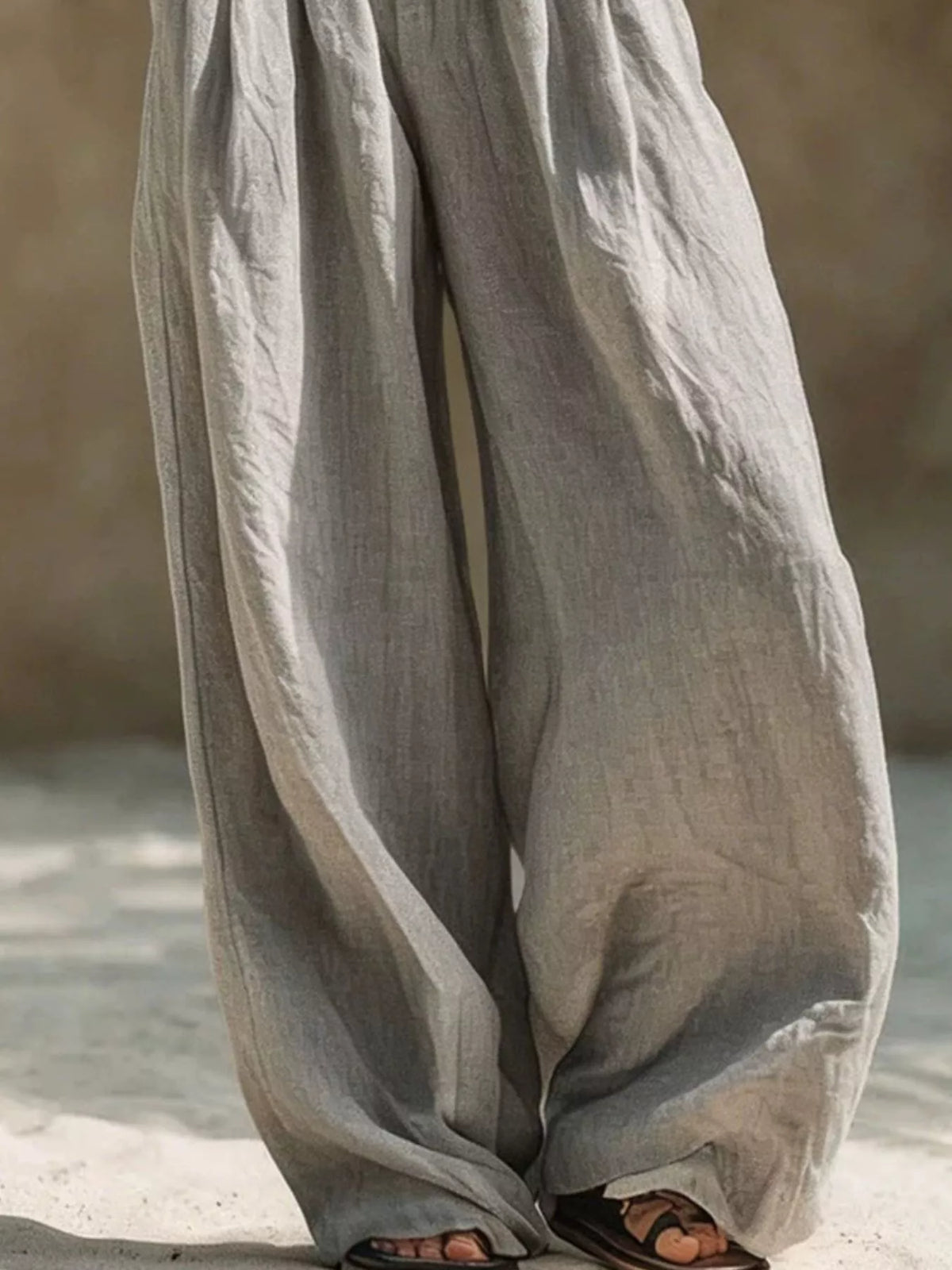 Full Size Elastic Waistband Wide Leg Pants Plus Size