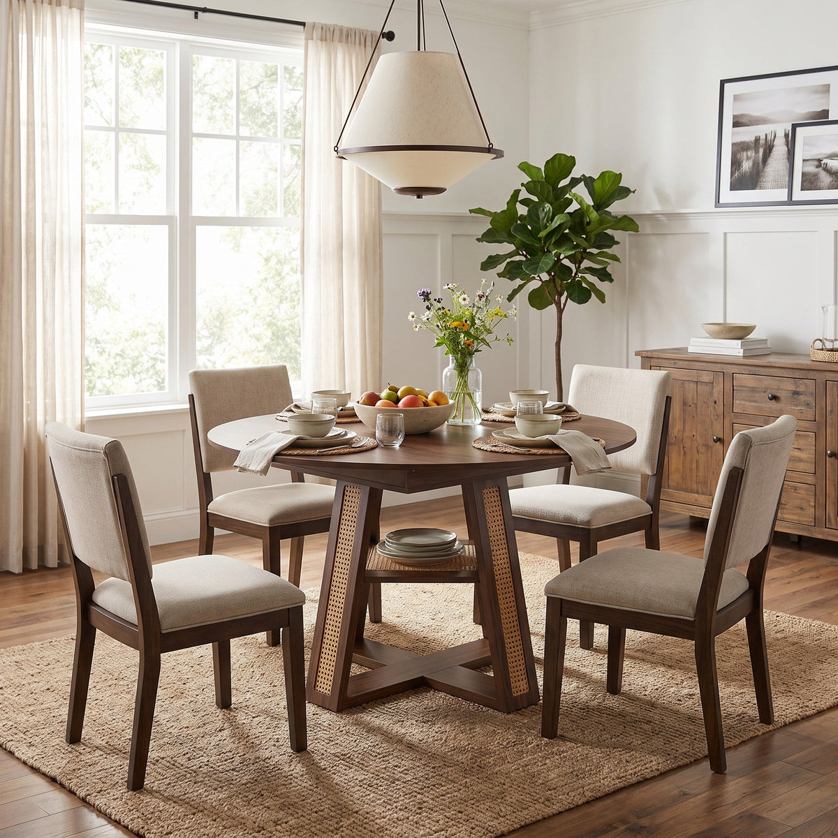 Extendable Round Dining Table for 4-6