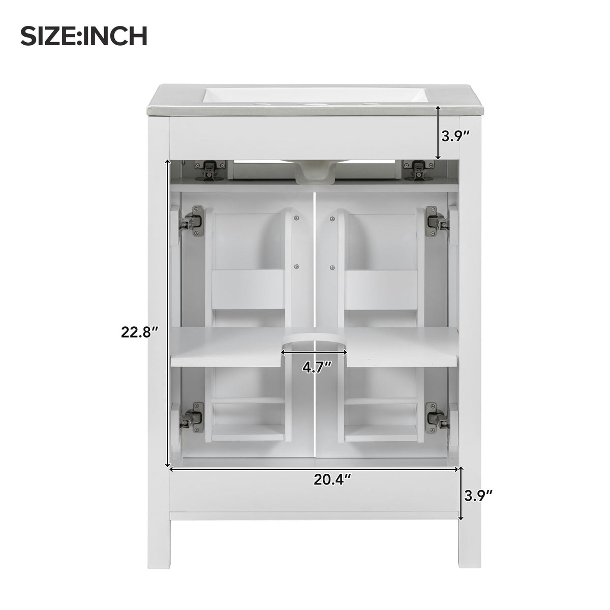 Modern 48-Inch Bathroom Vanity with Ceramic Sink