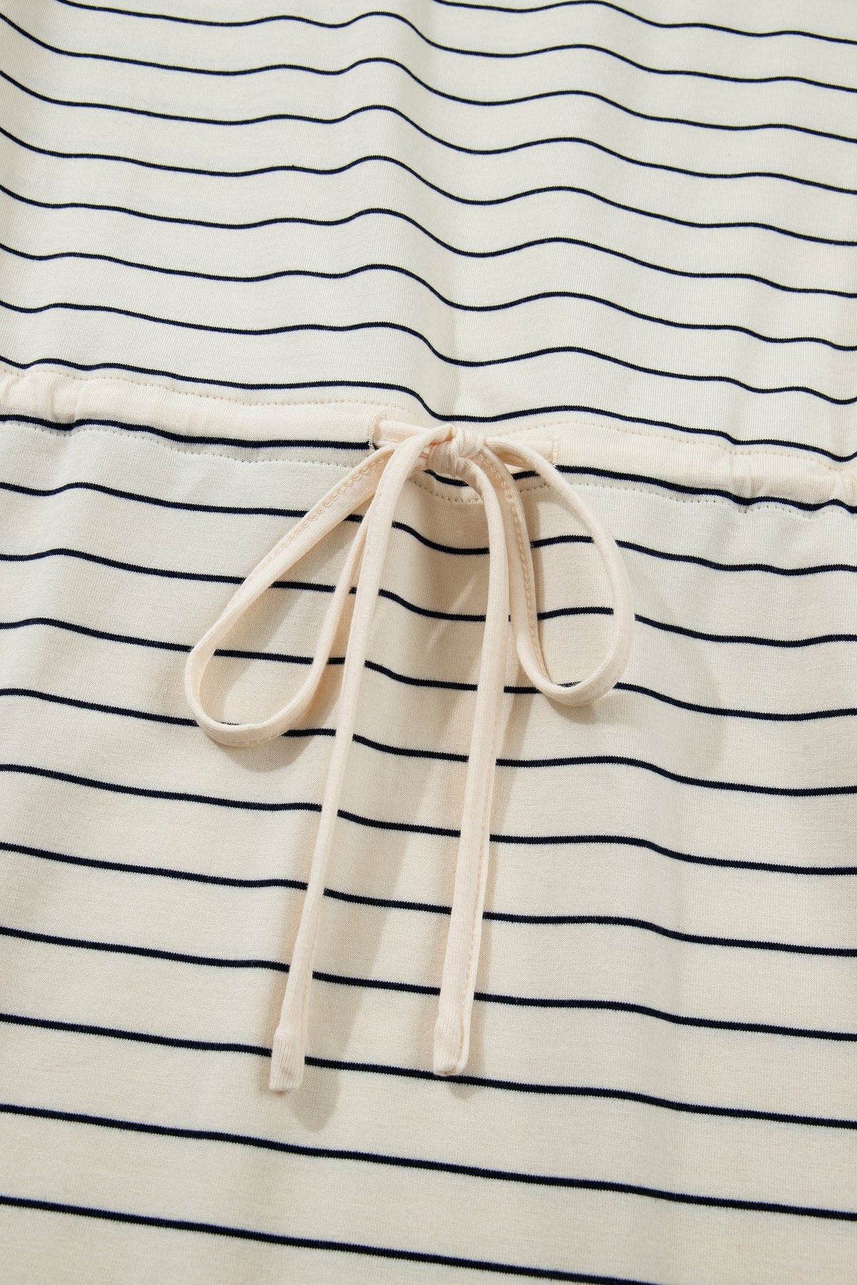 Stripe Drawstring Waist Pocketed Mini Dress