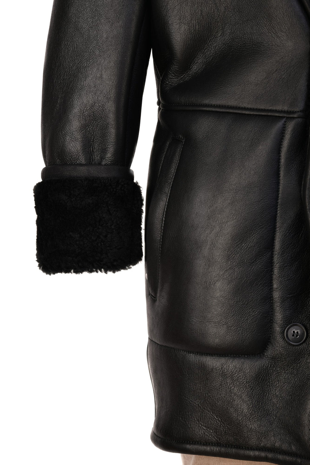 Hettabretz Leather Shearling Overcoat