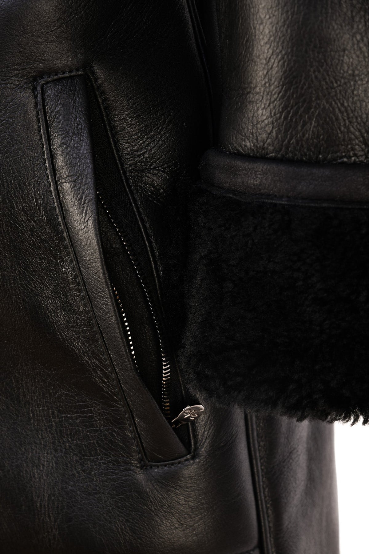 Hettabretz Leather Shearling Overcoat