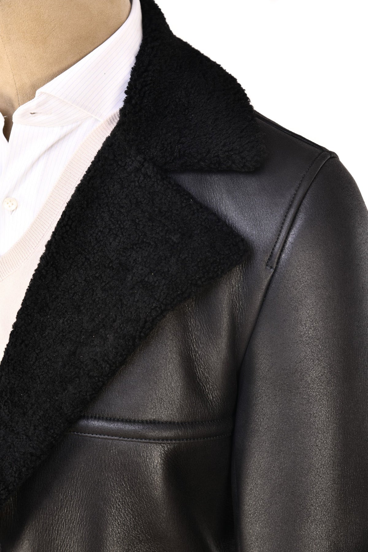 Hettabretz Leather Shearling Overcoat