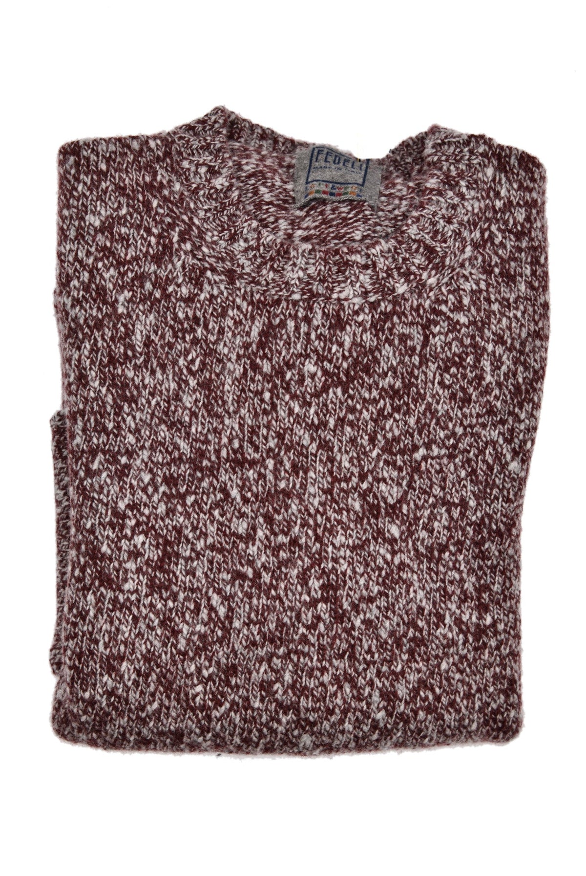 Fedeli Wool-Cashmere Marled Crewneck Knit Sweater