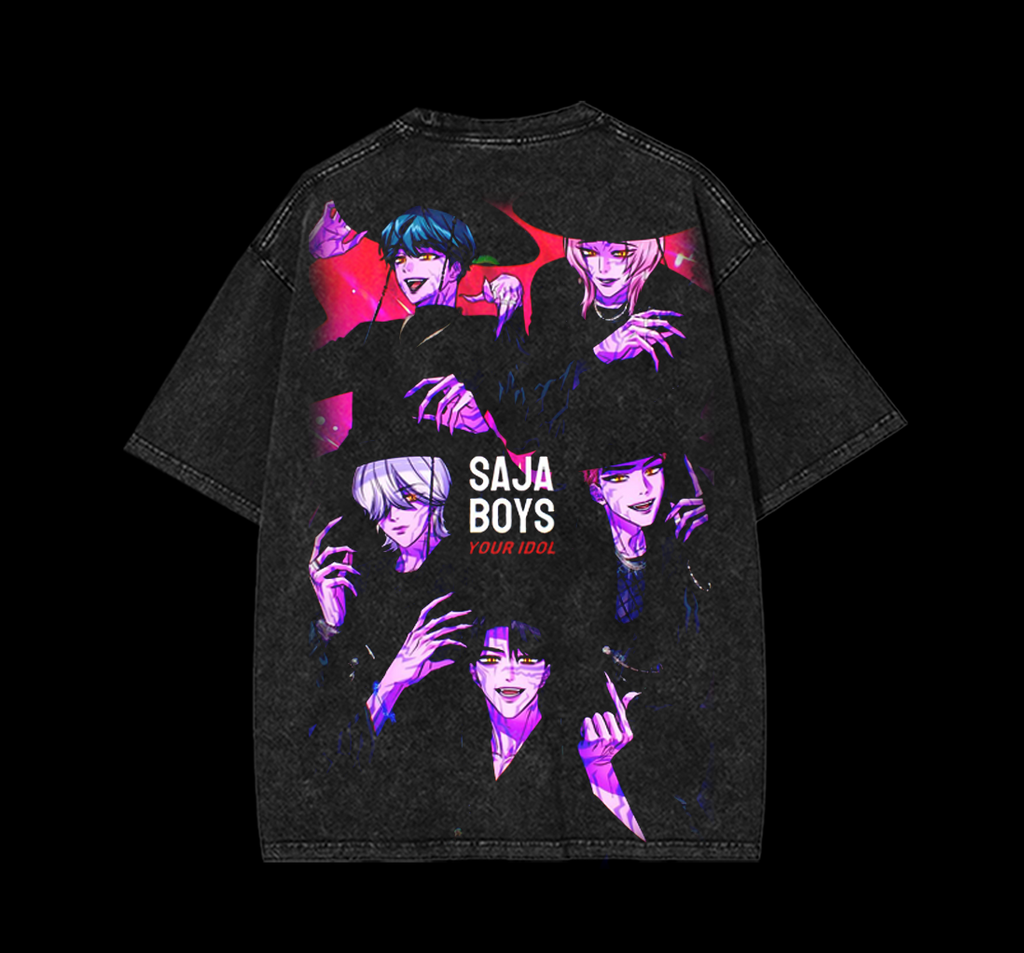 SAJA BOYS Oversized Tee – Kpop Demon Idol Graphic Shirt
