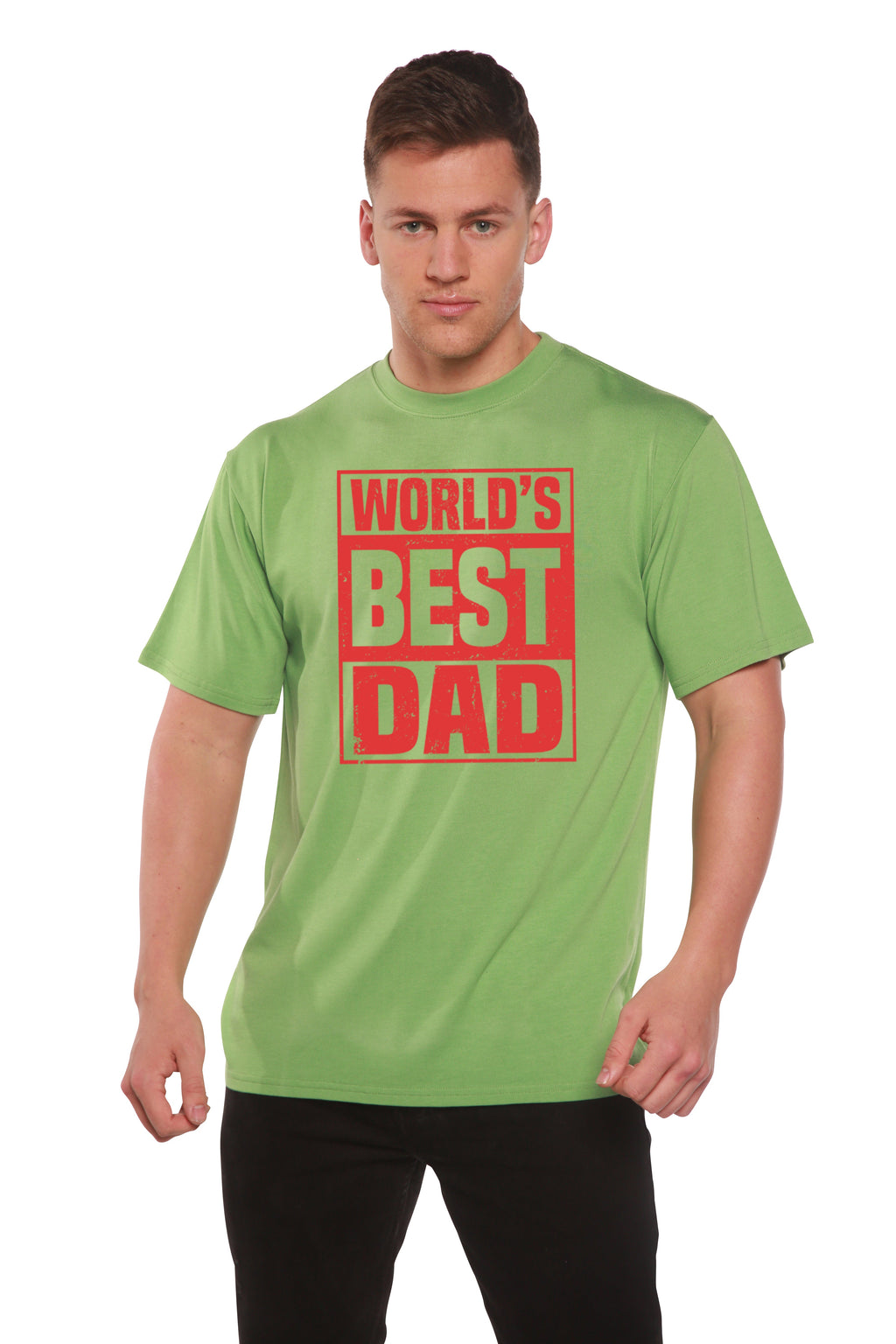 World's Best Dad Men's Bamboo Viscose/Organic Cotton Short Sleeve Graphic T-Shirt