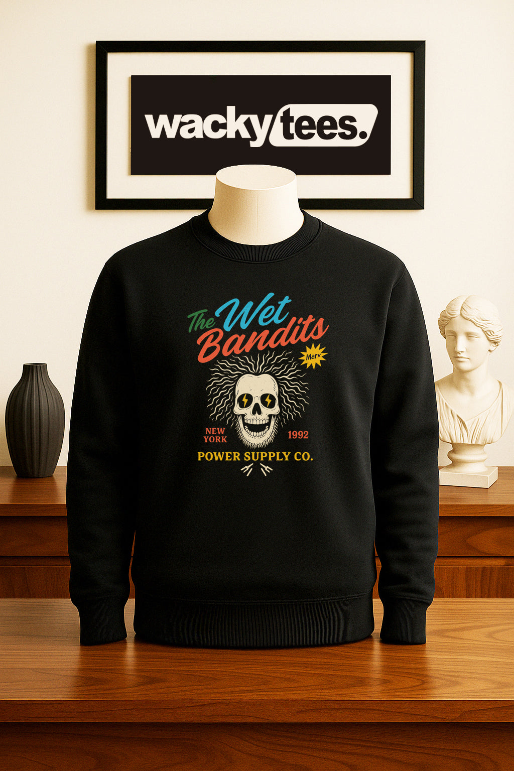 The Wet Bandits Power Supply Co Home Alone Marv Harry Funny Graphic Tee Shirt