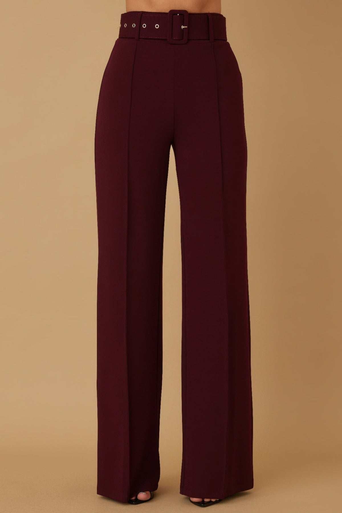 High Waist Pants With Buckle Belt