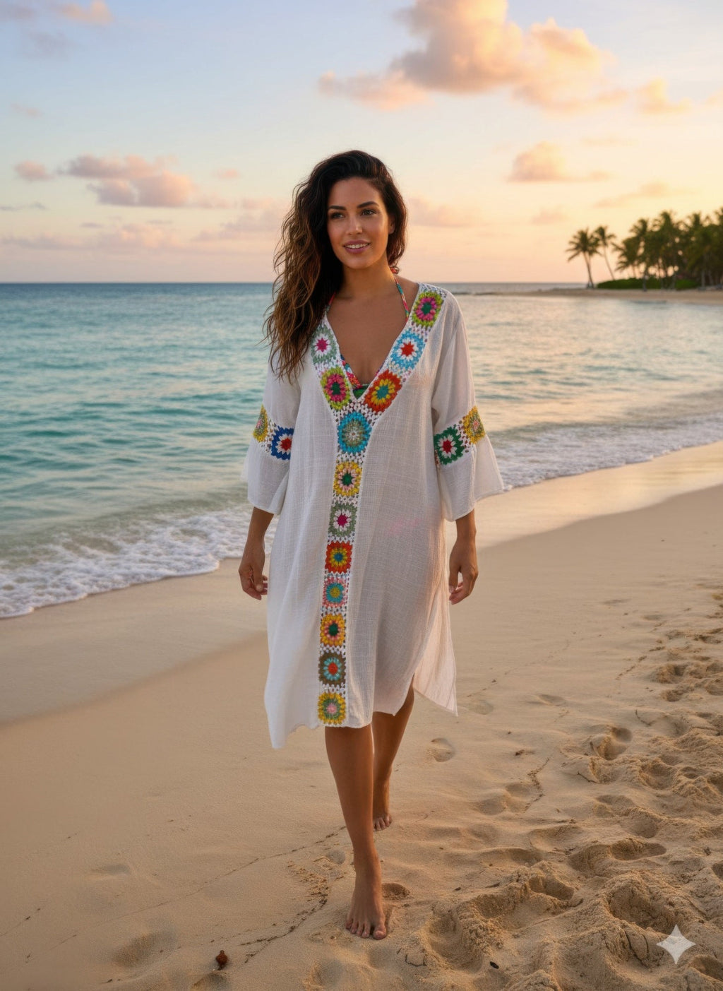 Linnen Crochet Maxi Dress