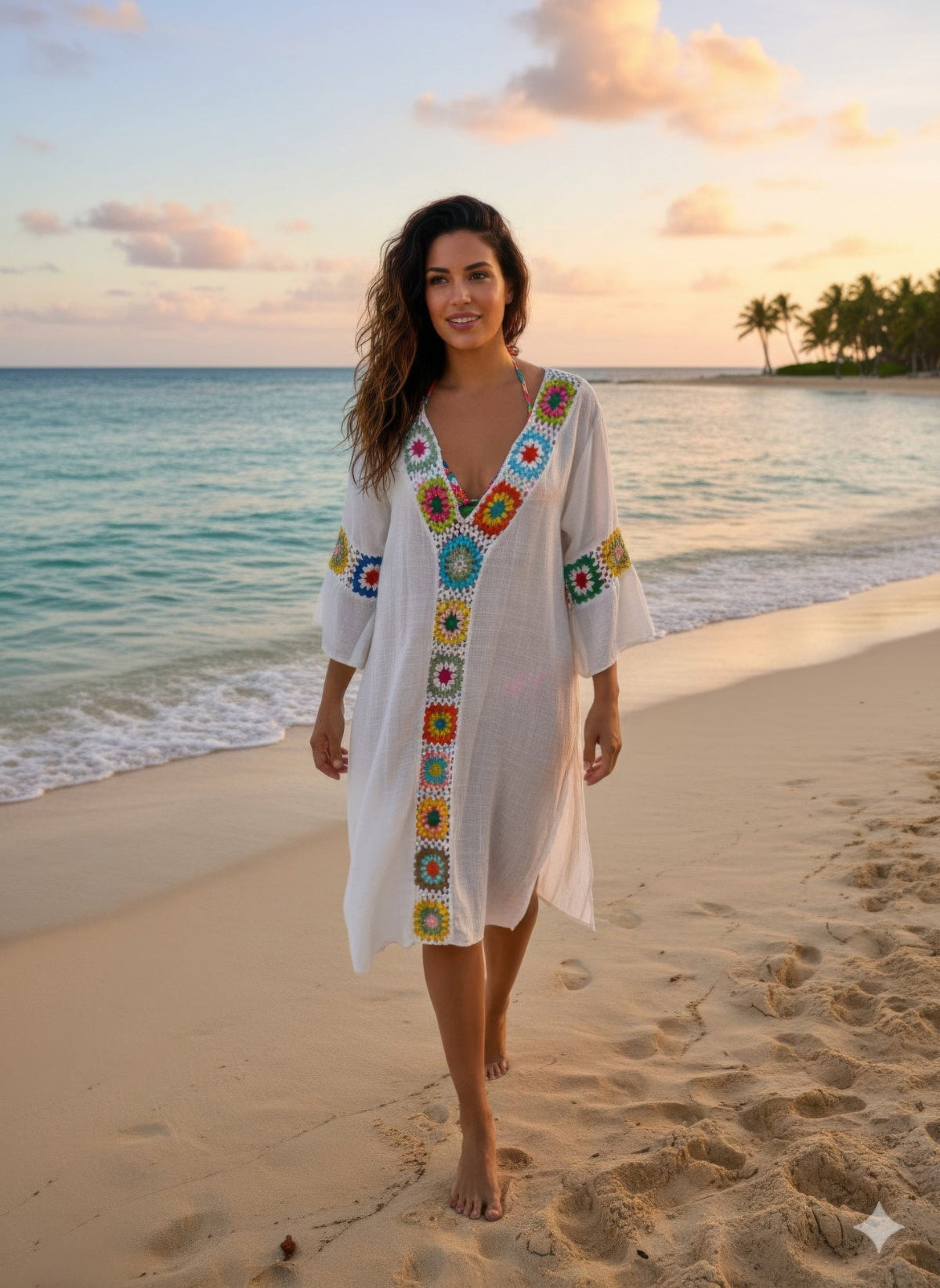 Linnen Crochet Maxi Dress