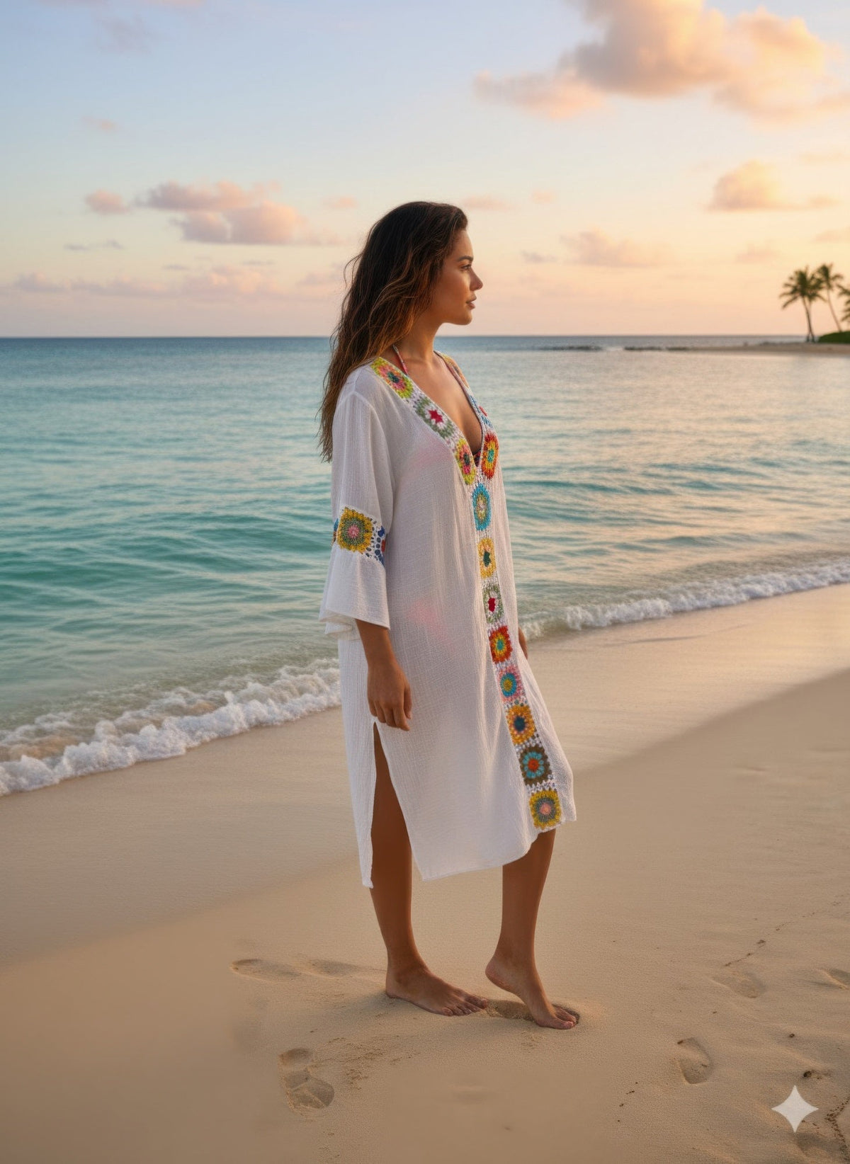 Linnen Crochet Maxi Dress