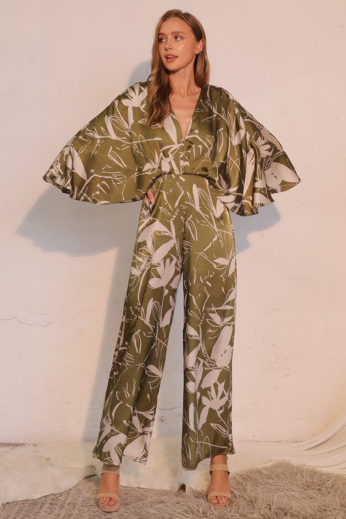 Dreaming Lily Satin Cape Jumpsuit