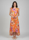 Floral Ruffled Sleeve Dress