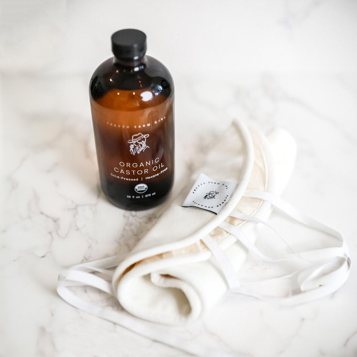 Organic Pure Castor Oil + Cloth Pack Bundle
