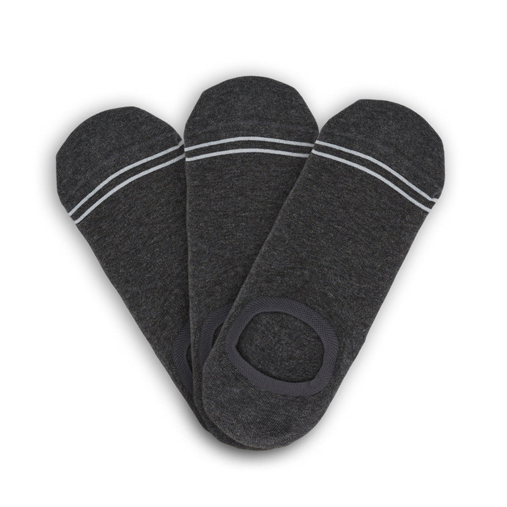 Charcoal Cotton No Show - 3 Pack