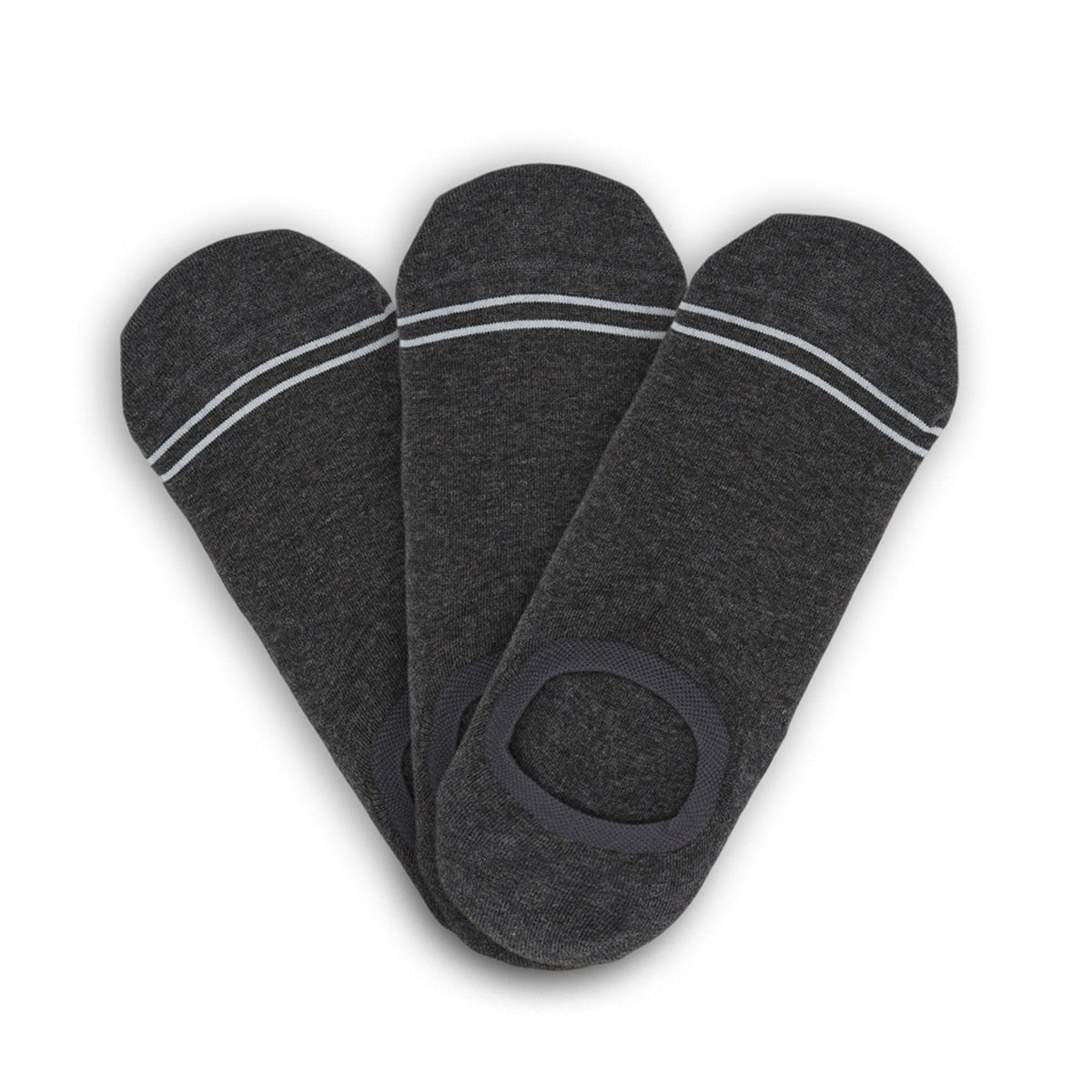 Charcoal Cotton No Show - 3 Pack