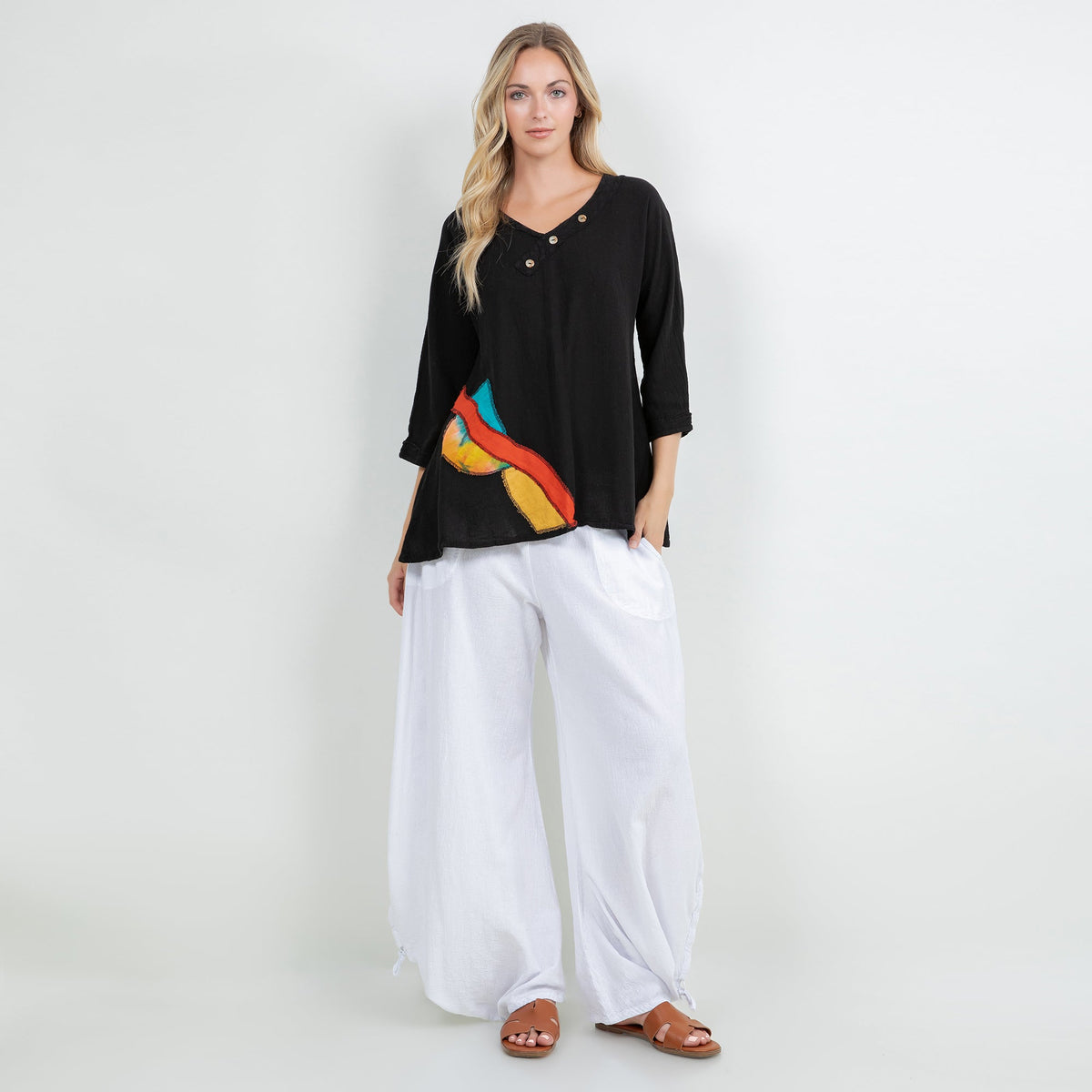 Lucia Applique Top  100% Cotton Gauze