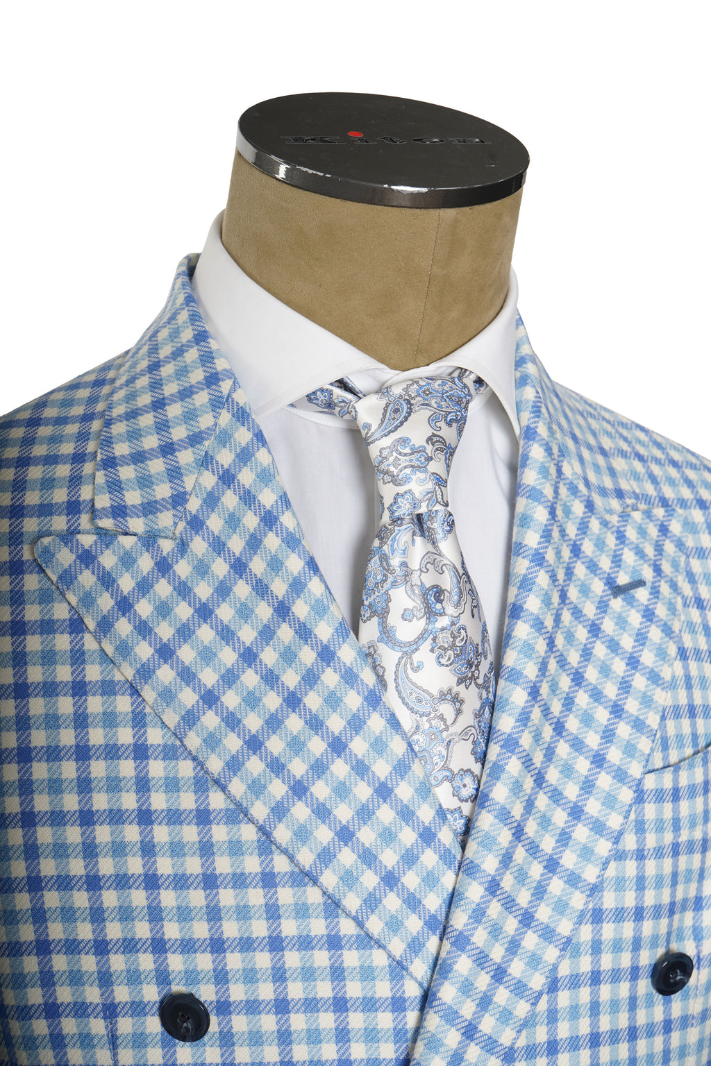 Sartorio Double Breasted Shepherd Check Cashmere Sport Jacket