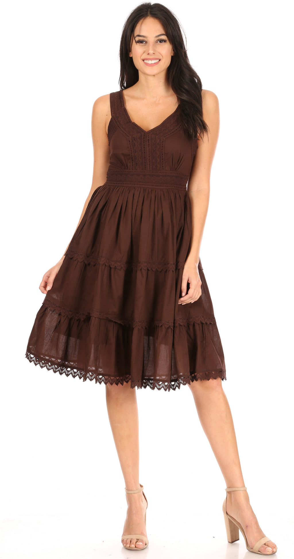 Sakkas Presta Embroidered Lace Tank Dress, Lined & Sleeveless, S–3X