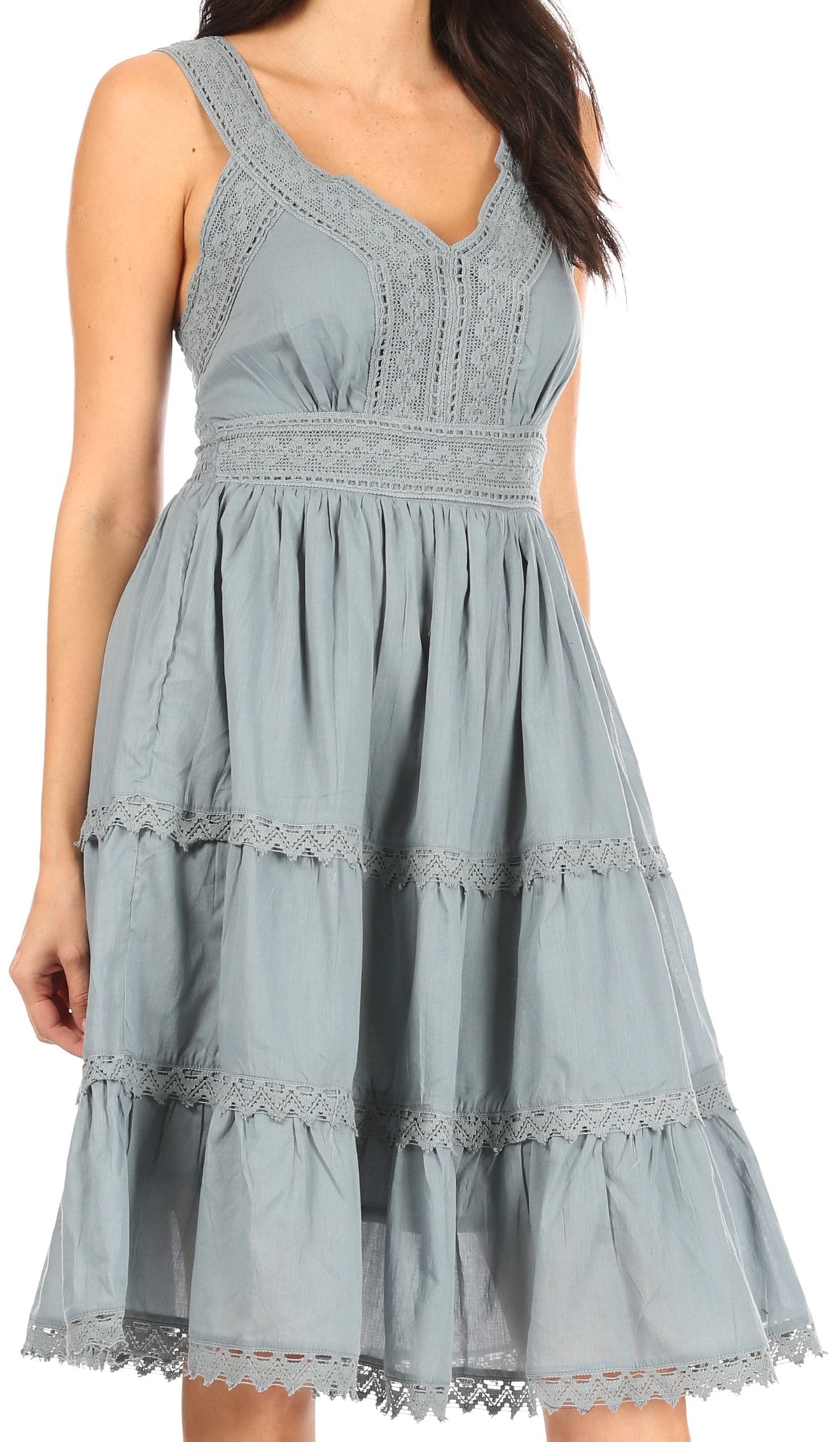 Sakkas Presta Embroidered Lace Tank Dress, Lined & Sleeveless, S–3X
